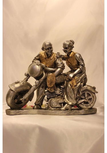 Motorlu İhtiyar Delikanlı Sevgili Çift Gümüş