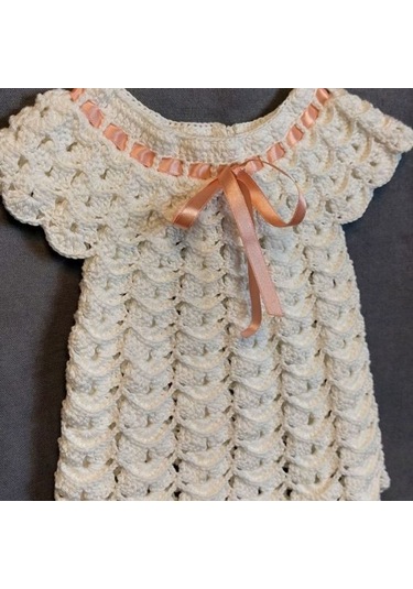 Uretti - Talia 8659 2040 El Örgüsü Koton İp Kız Çocuk Beyaz Elbise - 6 / 9 Ay Beyaz