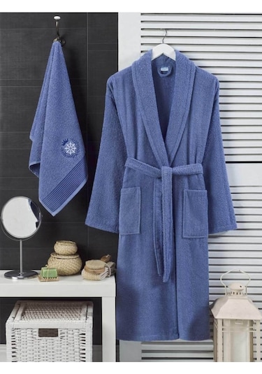 Elmira Erkek/Kadın Havlulu Banyo Bornozu Pamuklu Bay Bayan Bornoz (482439539)