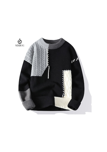 Sonbahar Ve Kış Aylarında Rahat Yuvarlak Yakalı Bol Kesim Kazak Turuncu