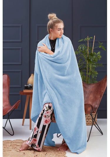 Deluxe Wellsoft Battaniye Bebe Mavisi Tek Kişilik Battaniye TV Battaniyesi 150 x 200 CM