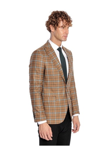 Ekose Kahverengi Erkek Ceket 001