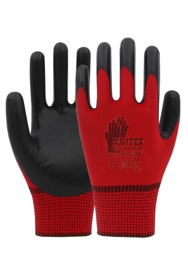 Kırmızı İş Eldiveni İşçi Eldiveni İnşaat Bahçe Eldiveni No:10 Xl