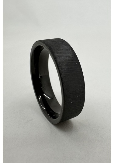 6mm Fırçalanmış Mat Düz Kadın Erkek Çelik Alyans Yüzük Cl46 Siyah