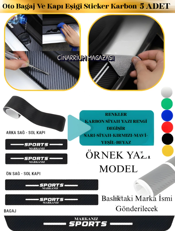 Fiat Bravo Bağaj Ve Kapı Eşiği Karbon 5li Sticker Yerli Üretim Set