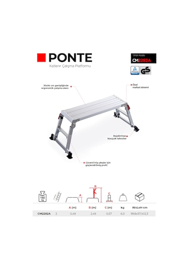 Çağsan Ponte - Katlanır Çalışma Platformu Cm2282a