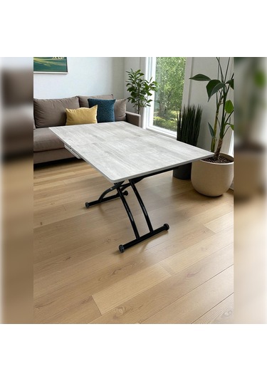 Ortadan Açılır Akıllı Masa Üst Mdf Lizbon Alt Ayak Siyah