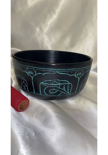 Tibet Çanağı Çanı Kasesi Meditasyon Yoga Singing Bowl 7 Element 19 Cm Çap Siyah Kişiye Özel Frekans