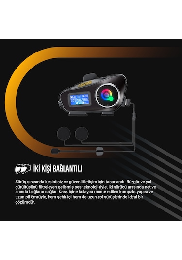 Leeways Q58 Max 500m Telsiz Mesafeli Motosiklet Kaskı İnterkom Çift Sürücü İletişimi Mp3 Fm Radyo