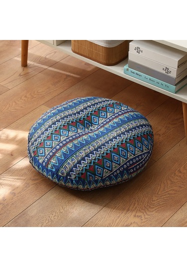 Zemin Koltuk Yastık Düz Renk Meditasyon Yoga İçin Uygun Yuvarlak 50cm-1 Ekru