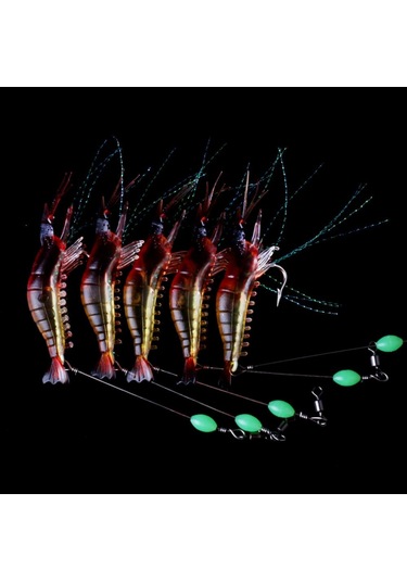 PROFISHER Silikon Yapay Fosforlu Karides Sahte Yem (A) Bordo