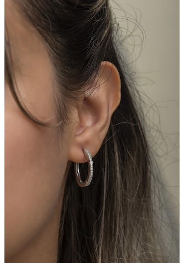 Nereze 925 Ayar Gümüş Rodyumlu 20 MM Tamtur Halka Küpe