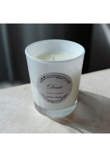 Denic Kokulu Mum Beyaz Cam Bardak Toboco Vaniliaa 9*7 Çap