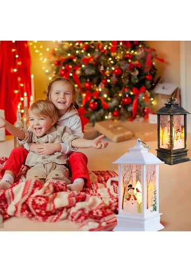 Kosona Küçük Beyaz Geyik Noel Feneri - Pvc Materyal, Sıcak Işık, Masaüstü/asma Dekorasyon, Paketli Teslimat