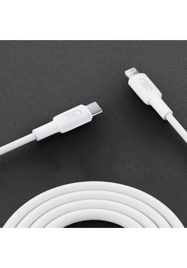 Juo JCBS272-W 27W USB Type-C To Lightning İphone Uyumlu iPad Silikon Hızlı Şarj ve Data Kablosu Beyaz 2 Metre