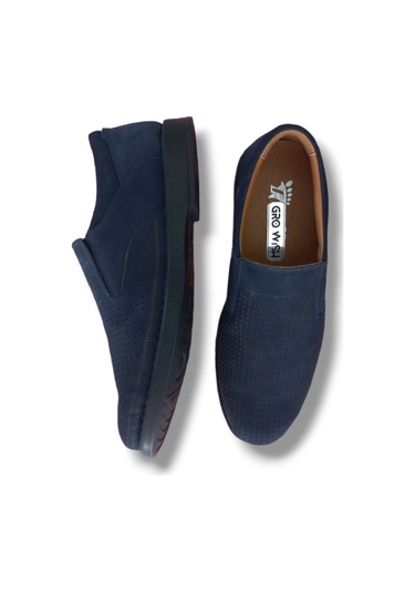 Growish Gr0206 Hakiki Nubuk Deri Delikli Poli Taban Günlük Erkek Ayakkabı Lacivert