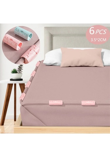 Mavi 6 Adet-6 Adet Çarşaf Sabit Klipler Plastik Kaymaz Yorgan Yatak Örtüsü Tutucu Yatak Bağlantı Elemanları Görünmez Çarşaf Kelepçesi