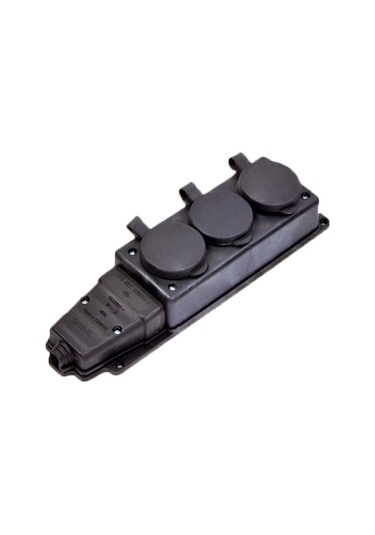 Üçlü Grup Piriz Kauçuk Kapaklı Monofaze 220v Siyah 9 Adet