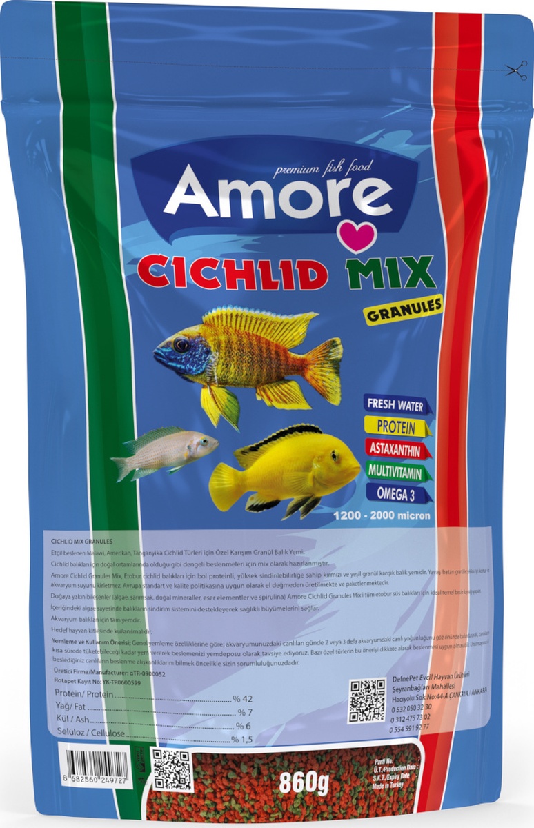 Discus 3 Kg Kova ve Cichlid Mix Granules 860gr Poşet Balık Yemi