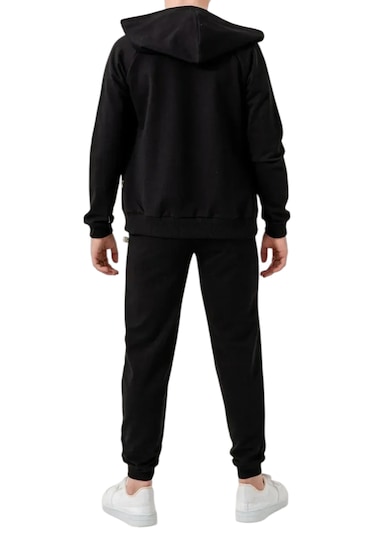 Erkek Çocuk /kız Çocuk Düz Siyah Renk Fermuar Kapamalı Eşofman Takımı Siyah