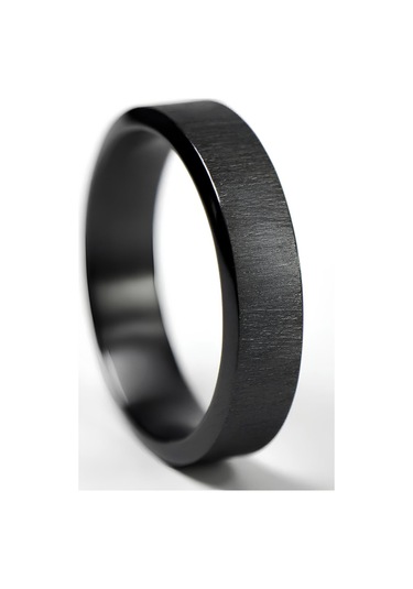 Kişiye Özel İsim Tarih Yazılı 4mm Mat Fırçalanmış Düz Unisex Çelik Yüzük Alyans Cl45y Siyah