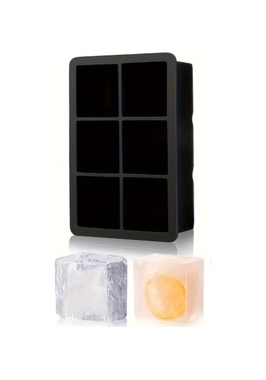 Didadodo 6 Bölme Siyah Silikon Küp Kalıp - Buz, Şeker Dıy 2'li Paket Siyah, Küçük Ve Pratik Siyah