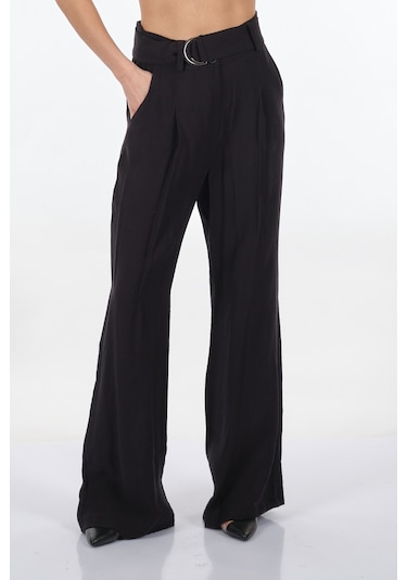 Unique Mode Kemerli Siyah Kadın Pantolon Us234008 001