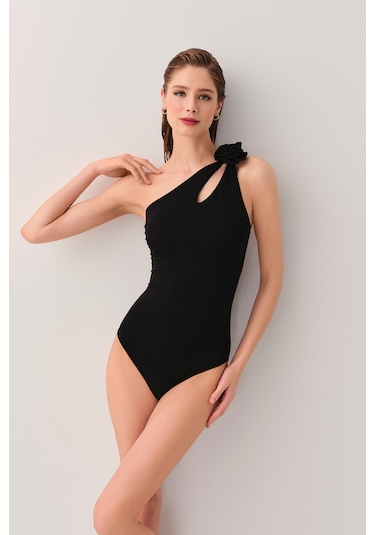 Suwen Rosa Tek Omuz Detaylı Mayo Sb25885012012 Siyah