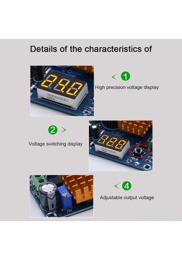 Honmex Dc-dc Güçlü Artırma Modülü 5-45v Çıkışlı Yüksek Hassasiyetli Voltaj Gösterici Ve Tuşla Değiştirme Özelliği Xh-m411