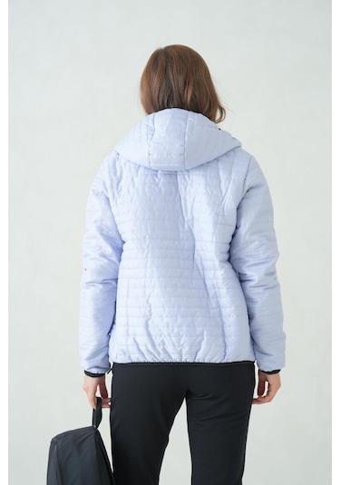 İçi Astarlı Su Ve Rüzgar Geçirmez Cepli Kapüşonlu Kadın Mont Buz Mavisi