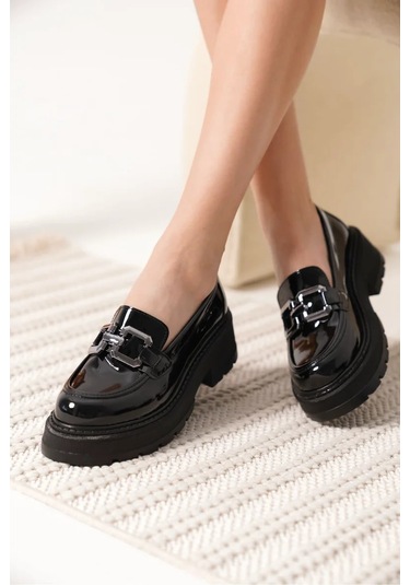 Trendella Rugan Siyah Kadın Loafer Tr17ms01b