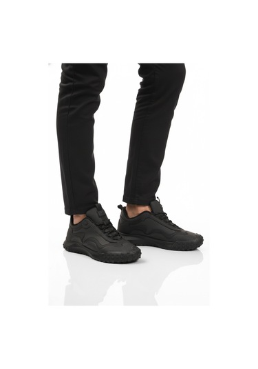 Siyah Bağcıklı Kaymaz Taban Erkek Spor Ayakkabı Mosk 2049 M Siyah-siyah