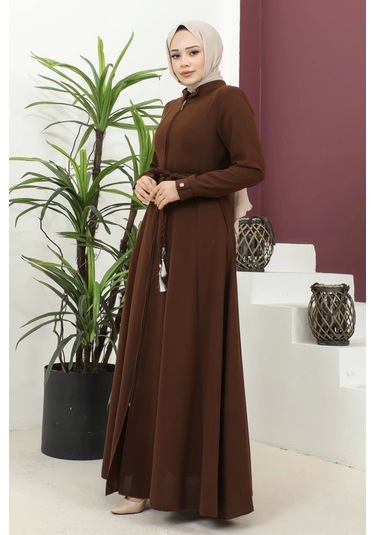 Burgu Kemerli Dokuma Kumaş Mevsimlik Mevlana Ferace - Taba / F0131 Taba