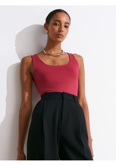 Dilvin 20977 Kalın Askılı Poliamid Atlet-koyu Fuşya Koyu Fuşya