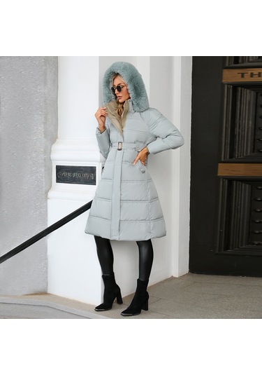 Sımıcg Kadın Uzun Fermuarlı Pamuklu Mont Mavi Açık Mavi
