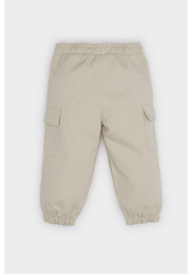 DeFacto Erkek Bebek Beli Lastikli Kargo Cepli Gabardin Pantolon E2010A525SPBG779 Bej