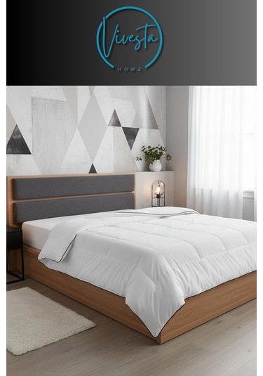 Çift Kişilik Mikrojel Yorgan 195 215 Cm Yumuşak, Rahat Ve Kolay Bakım Beyaz