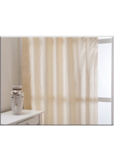 Nirvana Lüx Kaliteli Saten Güneşlik Perde Beyaz-Krem -Süper Fiyat Krem