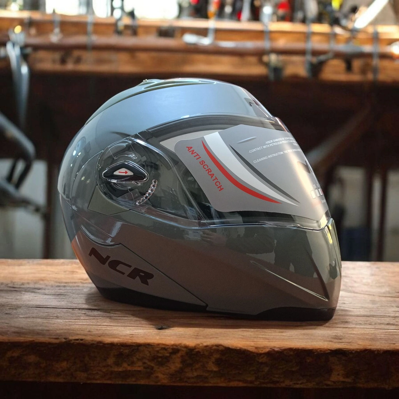 Ncr-158 Çene Açılır Gözlüklü E-ce Belgeli Kask Açık Gri