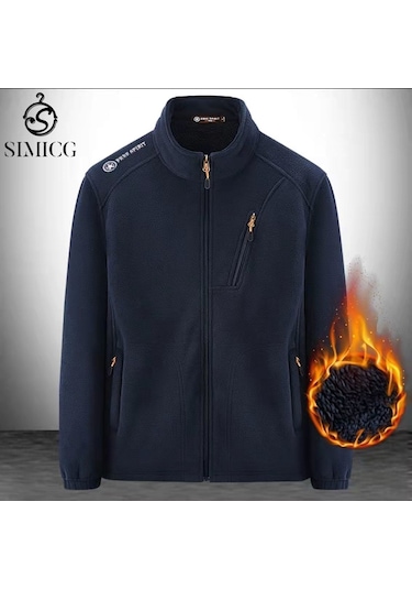 Sıcak Ve Kalın Polar Ceket, Bol Kesim Erkek Ceketi Mavi