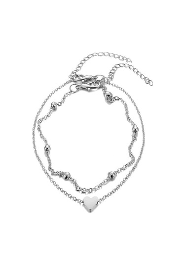 Novahub Gümüş Kadın Halhal Bohemian Katmanlı Kalp Halhal Plaj Halhal Ayak Bileği Bilezikler Kadınlar Için Bacak Zinciri Gümüş