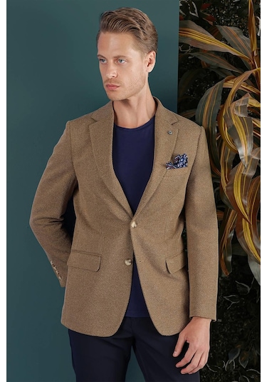 C 653 Slim Fit Camel Spor Ceket CAMEL
