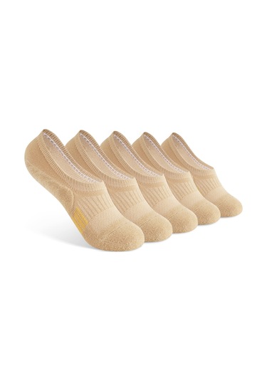 Geeksen Kadınlar İçin Spor Gizli Çoraplar - Yokuşsal Koşu Ve Egzersiz İçin Dürtü Emici, Nefes Alıcı 5'li Paket Kahverengi Kaki