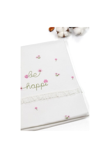 Kız Bebek Çift Katlı Natural Penye Battaniye Stl6698 Beyaz - Fuşya