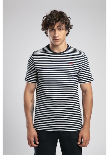 Lee Cooper Skyler Erkek %100 Pamuk O Yaka T-shirt Lacivert-21633 Lacivert