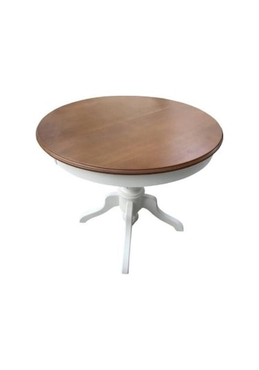 Lindon Baba Ayak Yuvarlak Açılır Masa 110x110 Beyaz - Ceviz