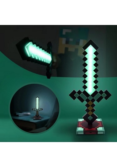 Dükkan Design Minecraft Diamond Sword Gece Lambası Çok Renkli