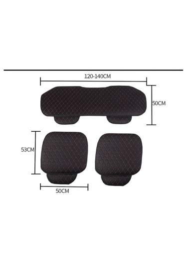 Universal Oto Koltuk Minderi Üçlü Set Lüks Kapitone Siyah Kırmızı
