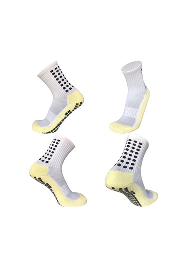 Jeehugo Erkek Kadın Futbol Çorabı, Noktalı Jeli Kayma Engeli, Orta Boy, Karesel Sürtünme Filmi, Kalın Havlu Tabanı, Futbol Basketbol İçin, Sarı Çok Renkli