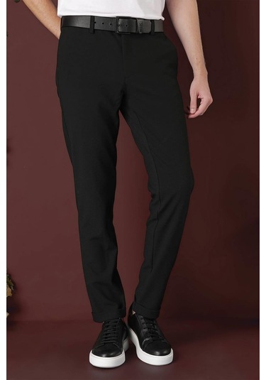 Slim Fit Yan Cepli Dokulu Esnek Casual Koyu Yeşil Pantolon P 1139 Yeşil